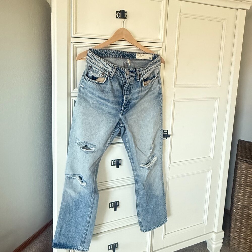 Rag & Bone Nina High Rise Ankle Cigarette Distressed Jeans Size 27